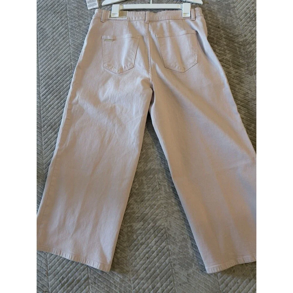 Michael Kors Rosewater Wide Leg Cropped Jeans Size 10 NWT Pink Gold Button